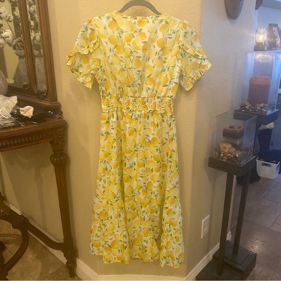NWT~BETSEY JOHNSON Women Lemon Print Martina Midi Lined Dress Size Small - Picture 4 of 9